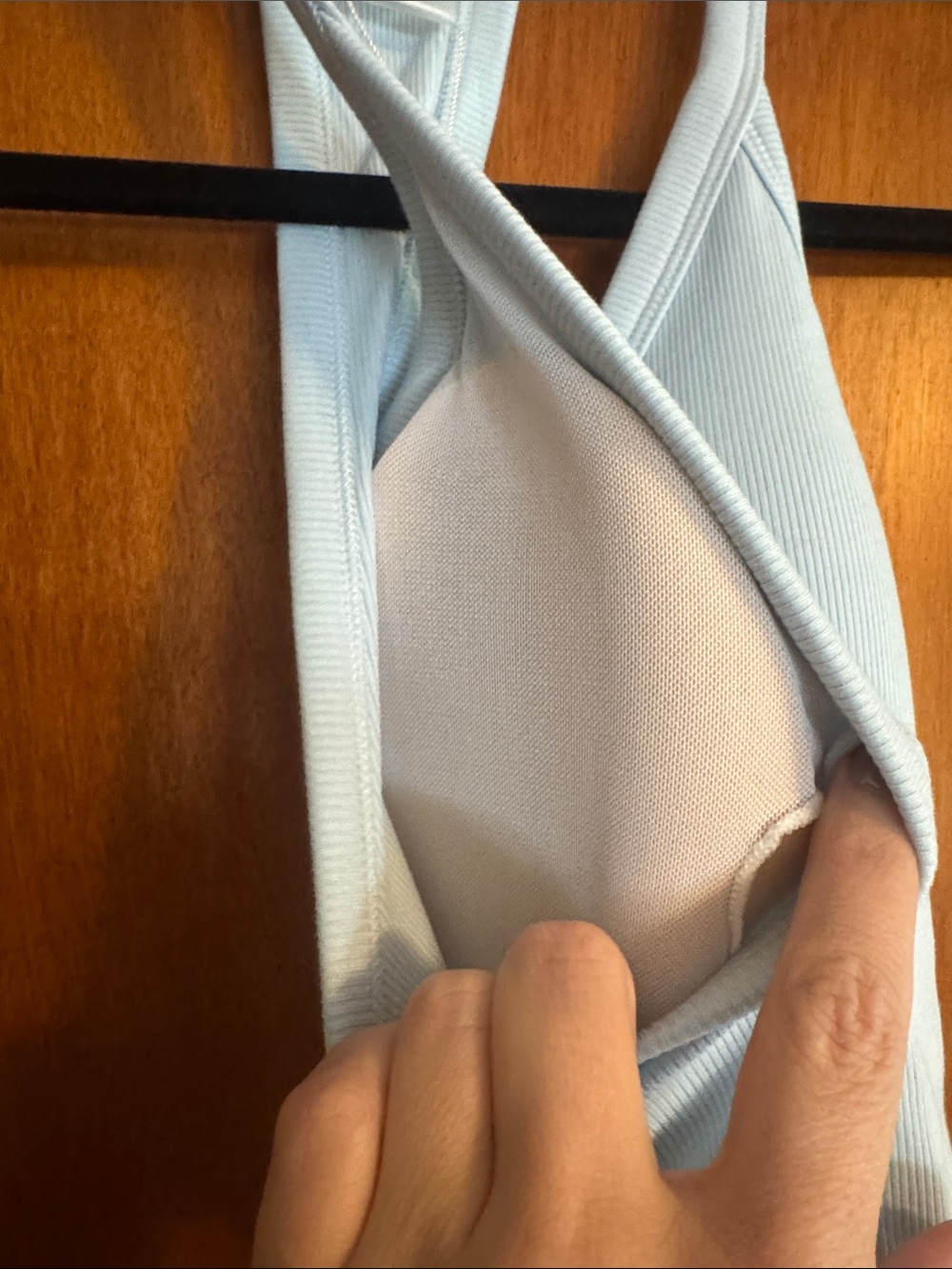 Dotti Pale Blue Ribbed V-Neck Racerback Tank - Picture 3 of 6